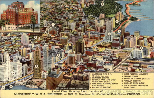 Aerial View Showing Ideal Location of McCormick Y.W.C.A. Residence Chicago Illinois