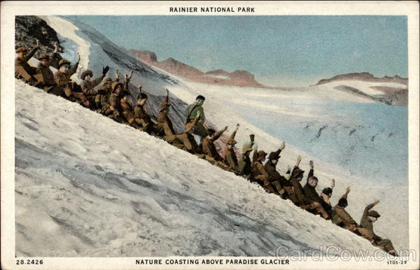 Rainier National Park Nature Coasting Above Paradise Glacier Rainier Nat'l Park Washington
