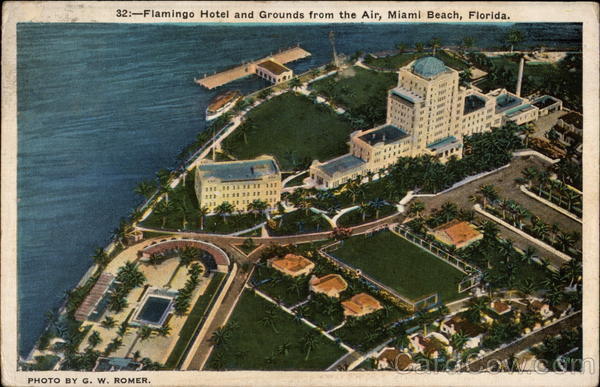 Flamingo hotel and Grounds from the Air Miami Beach Florida