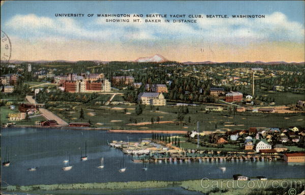 University of Washington and Seattle Yacht Club, Showing Mt. Baker in Distance