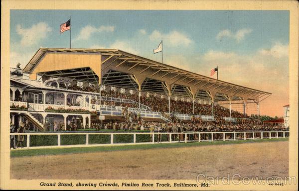 Grand Stand, Showing Crowds, Pimlico Race Track Baltimore Maryland