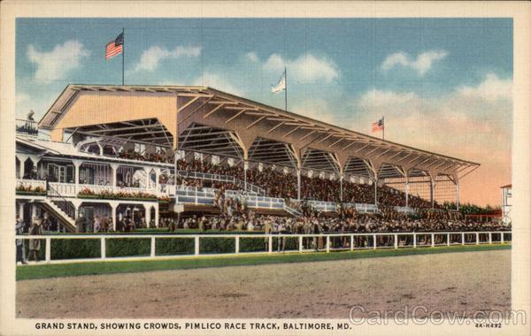 Grand Stand, Showing Crowds, Pimlico Race Track Baltimore Maryland
