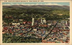 Bird's Eye View of Reading, PA, from Pagoda, Mt. Penn Postcard