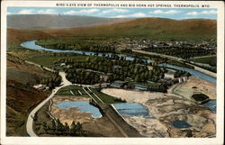 Bird's-Eye View of Thermopolis and Big Horn Hot Springs Wyoming Postcard Postcard