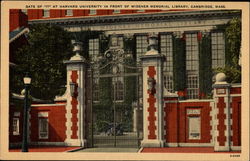 Gate of "77" at Harvard University in Front of Widener Memorial Library Cambridge, MA Postcard Postcard