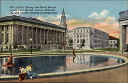 The Public Library From Voorhees Pool Postcard
