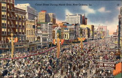 Canal Street During Mardi Gras Postcard