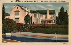 Residence of Mary Pickford, "America's Sweetheart" Postcard