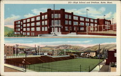 High School and Stadium Butte, MT Postcard Postcard