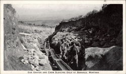 Gus Grater and Crew Sluicing Gold Bannack, MT Postcard Postcard