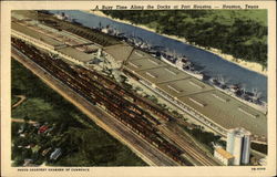 A Busy Time Along the Docks at Port Houston Postcard