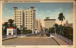 S.E. Second Avenue from Miami River Bridge Florida Postcard Postcard