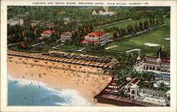 Cabanas and Beach Scene, Breakers Hotel Postcard