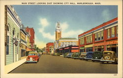 Main Street Looking East Showing City Hall Postcard