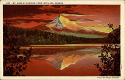 933 Mt. Hood at Sunrise, From Lost Lake, Oregon Postcard