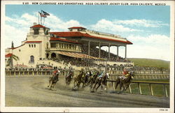 New Clubhouse and Grandstand, Agua Caliente Jockey Club Mexico Postcard Postcard