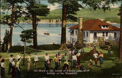 74-Word of Life Island on Schroon Lake, N.Y. Activity on the Waterfront Postcard