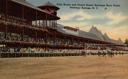 Club House and Grand Stand, Saratoga Race Track Postcard