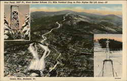 Pico Peak, 3967 Ft., Start Sunset Schuss, 2 1/2 Mile Vertical Drop to Pico Alpine Ski Lift Area - 97 Rutland, VT Postcard Postcard