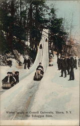 Winter Sports at Cornell University: The Toboggan Slide Postcard