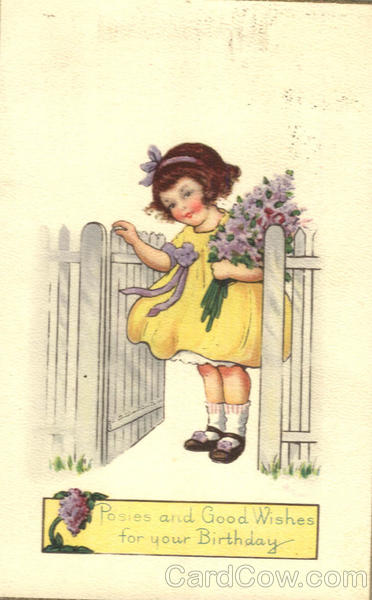 Cute Little Girl - Posies and Good Wishes for your Birthday