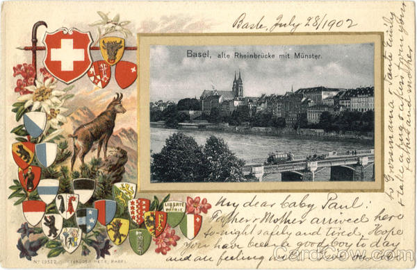 alte Rheinbrucke mit Munster Basel Switzerland