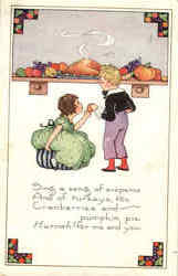 Thanksgiving Greetings w/Children Postcard