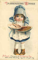 Clapsaddle: Thanksgiving Wishes - Cute Little Girl Ellen Clapsaddle Postcard Postcard