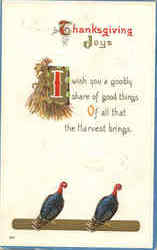 Thanksgiving Joys Turkeys Postcard Postcard