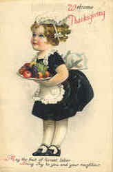 Clapsaddle: Cute Girl, Welcome Thanksgiving Ellen Clapsaddle Postcard Postcard