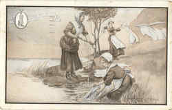 Wash Day In Old Plymouth Postcard