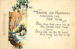 Wishing You Happiness Through The New year New Year's Postcard Postcard