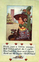 She's Just a little Sassy - Woman with Dog Women Postcard Postcard