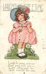 Valentine Greeting - Little Girl Postcard