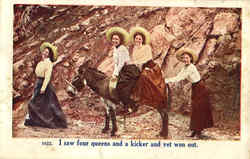 I saw four queens and a kicker and yet won out Romance & Love Postcard Postcard