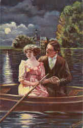 Two Lovers by Moonlight Postcard