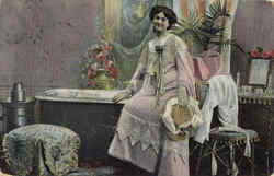 Woman by Bathtub Postcard