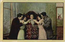 We need a man, want a job? Romance & Love Postcard 