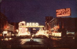 Reno, Nevada, photographed at night in natural color Postcard Postcard