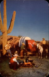 Chow Time Around the Chuck Wagon Cowboy Western Postcard Postcard