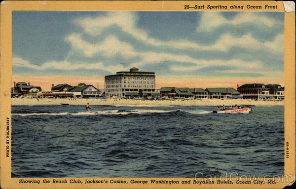 Surfing near Beach Club and Jackson's Casino Ocean City Maryland