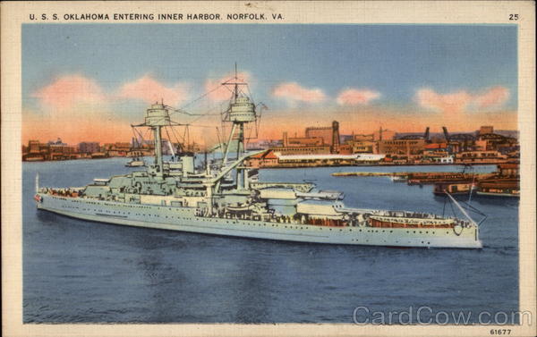 U.S.S. Oklahoma Entering Inner Harbor Norfolk Virginia