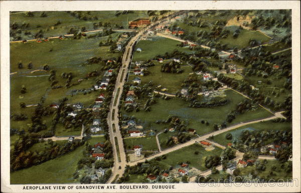 Aeroplane view of Grandview Ave. Boulevard Dubuque Iowa