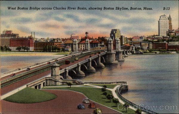 West Boston Bridge across Charles River Basin Massachusetts