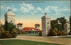 Entrance to Beautiful Swope Park, Showing the Shelter House Postcard