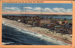 Beach and Boardwalk From the Air Ocean City, MD Postcard Postcard