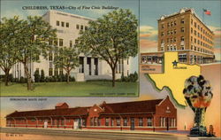 City of Fine Civic Buildings Childress Postcard