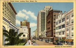 Flagler Street, Looking West, Showing Du Pont Building Postcard