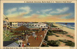 Boardwalk Attractions, "America's Finest Strand" Postcard