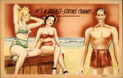 He's a Breast-Stroke Champ Postcard